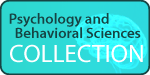 This picture is a logo for Psychology and Behavioral Sciences Collection. It is blue and has a picture of a brain behind the words,