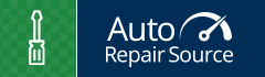 This picture is a logo for Auto Repair Source. It has a screwdriver on one side and the name Auto Repair Source on the other with a gauge above it.