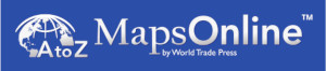 This picture is a logo for A to Z Maps Online by World Trade Press.