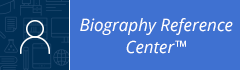 This picture is a logo for Biography Reference Center. It has an outline of a person on one side and the name Biography Reference Center on the other.