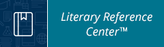 This picture is a logo for Literary Reference Center. It has an outline of a book on one side and the words Literary Reference Center on the other.