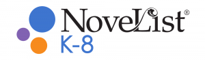 This picture is a logo for NoveLIst K-8. It has a blue purple and orange circle on it.