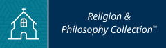 This picture is a logo for Religion and Philosophy Collection. It has an outline of a church on one side and the words Religion and Philosophy Collection on the other.