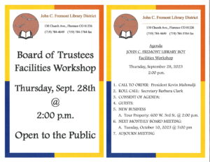 1. Call to order: President Kevin Mahmalji. 2. Roll Call: Secretary Barbara Clark. 3: Consent of Agenda. 4. Guests: 4. New Business: A. Tour property: 600 W. 3rd Street at 2:00 PM. 6. Next Monthly Board meeting A. Tuesday, October 10, 2023 at 5:00 PM. 7. Adjourn Meeting