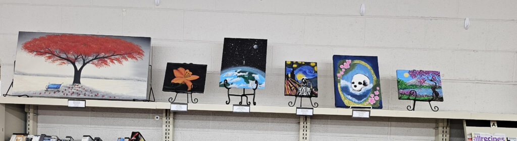A photo of the art sitting on top of a shelf from the FJSHS students